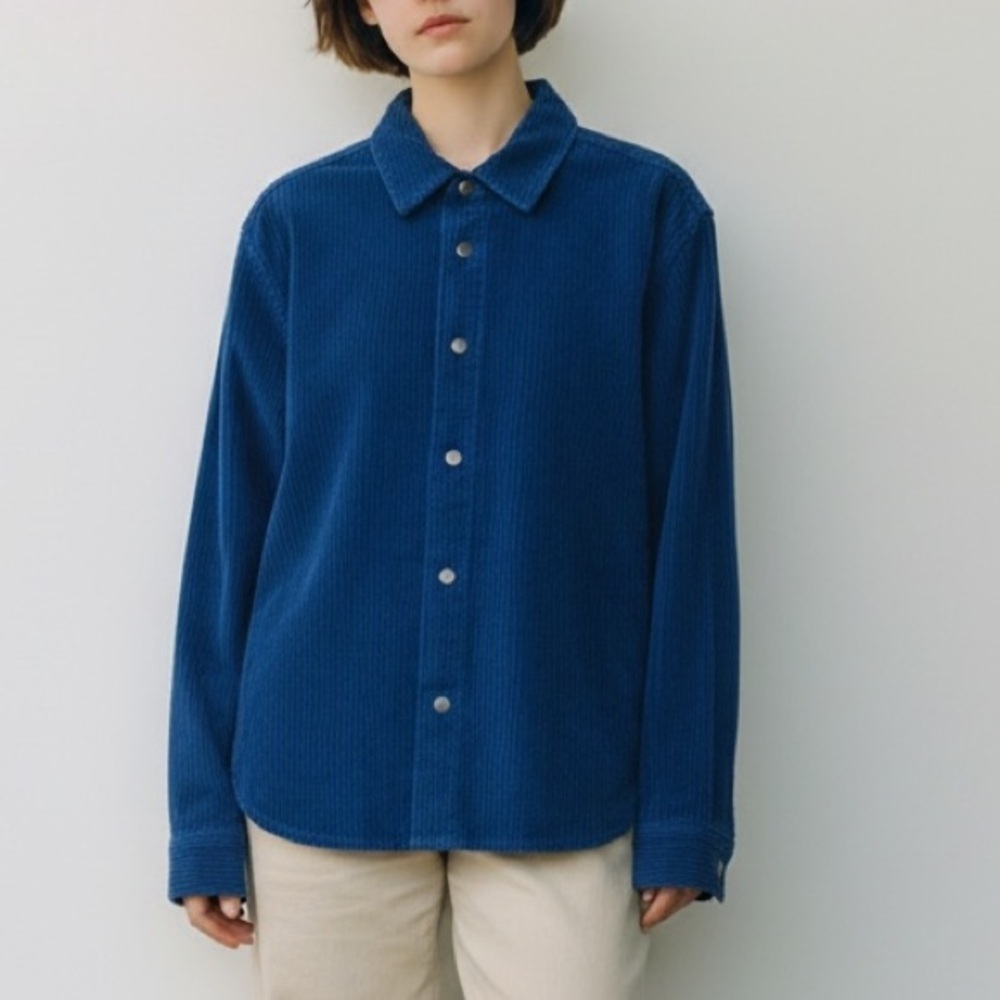 Urban Outfitters Blue Corduroy Button up Shirt Shacket Fisherman cabincore